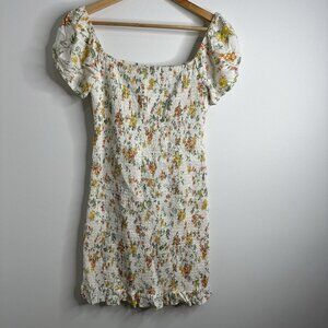 Lost + Wander Ditzy Floral Smocked Mini Dress Garden Cottagecore Sz M Boho Y2K
